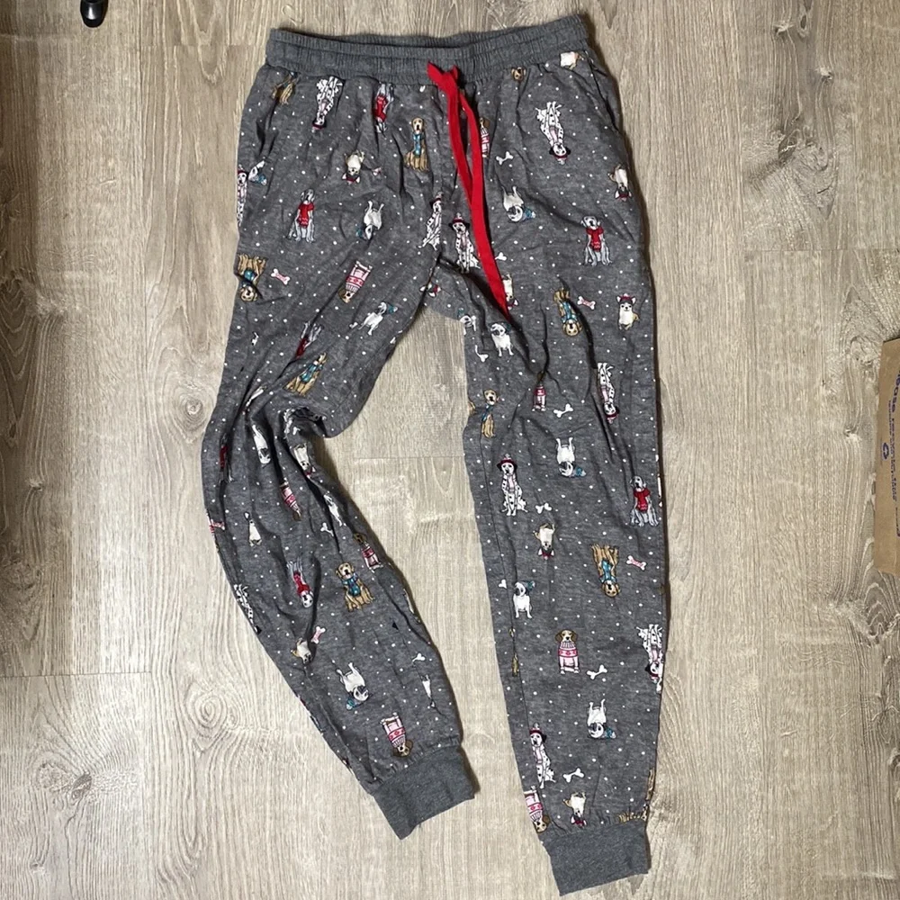 Dog fleece PJ pants w pocket and drawstring w elastic - Picture 1 of 3